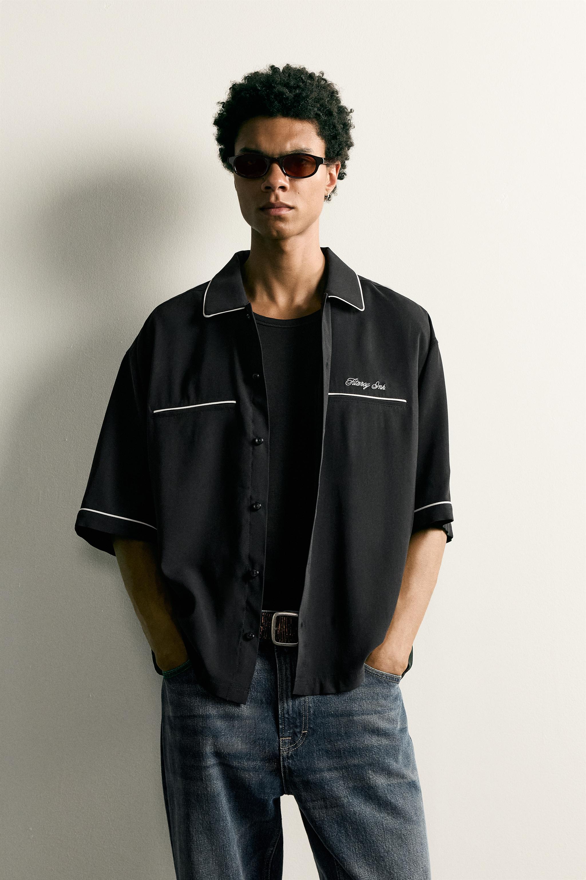 CONTRAST EMBROIDERED RELAXED FIT SHIRT